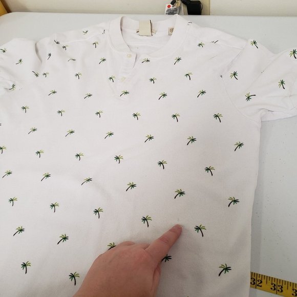 Scotch & Soda Mens Palm Tree Polo Size XXL White Short Sleeve Collar Buttons - Picture 9 of 14